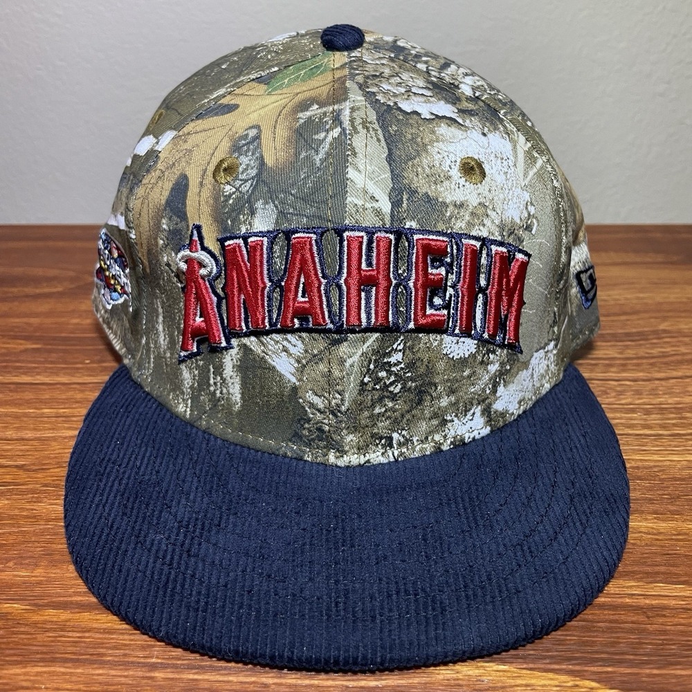 New Era 59FIFTY Anaheim Angels REALTREE Fitted Hat Size 7 1/2 Camo Corduroy Brim